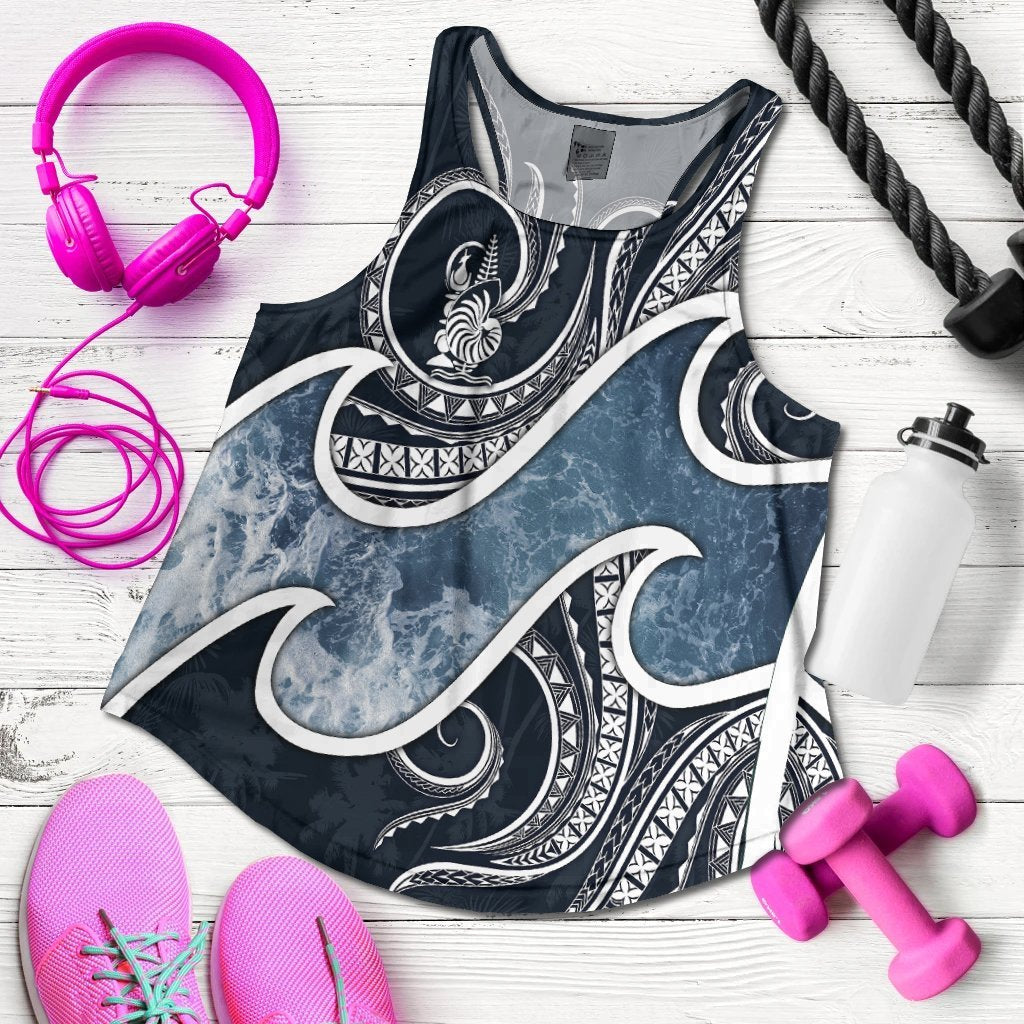 New Caledonia Polynesian Women's Racerback Tank - Ocean Style - Vibe Hoodie Shop