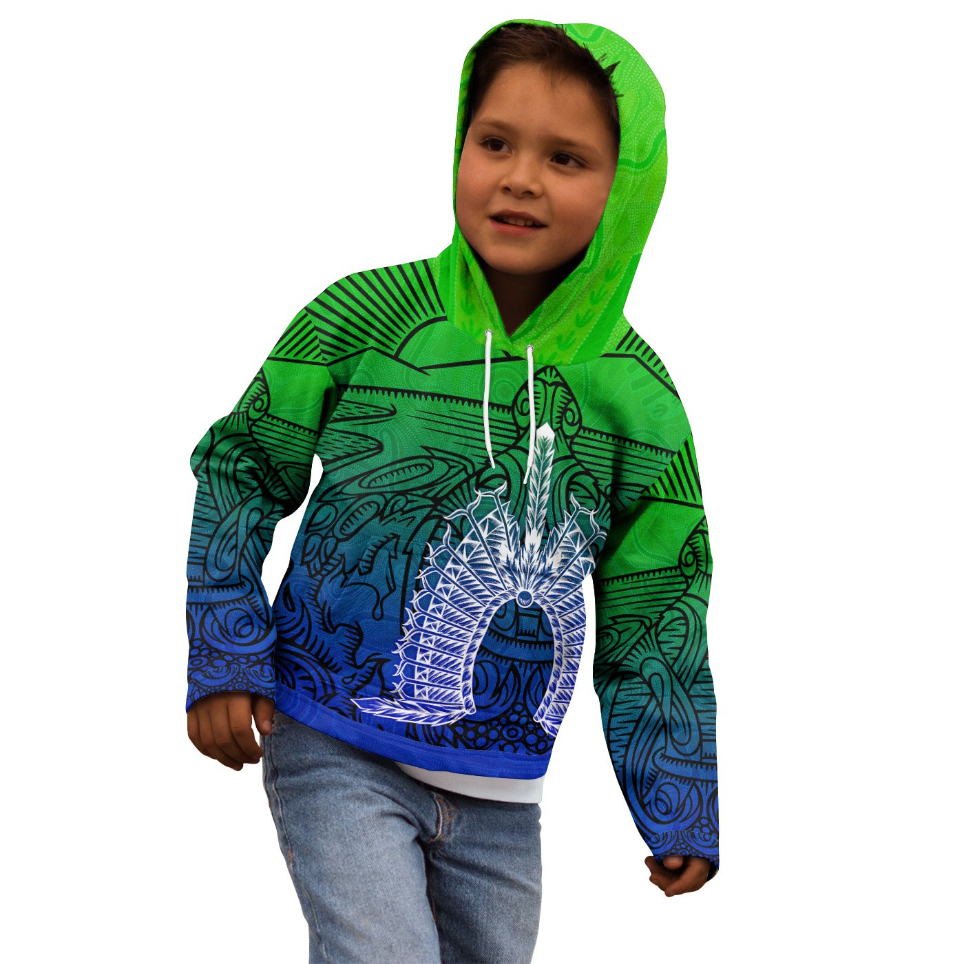 Torres Strait Islanders Kid Hoodie - Turtle and Dhari Mask - Vibe Hoodie Shop