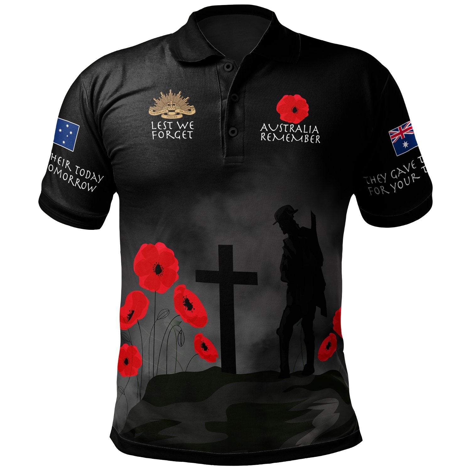 ANZAC Polo Shirt - Australia Remember - Vibe Hoodie Shop