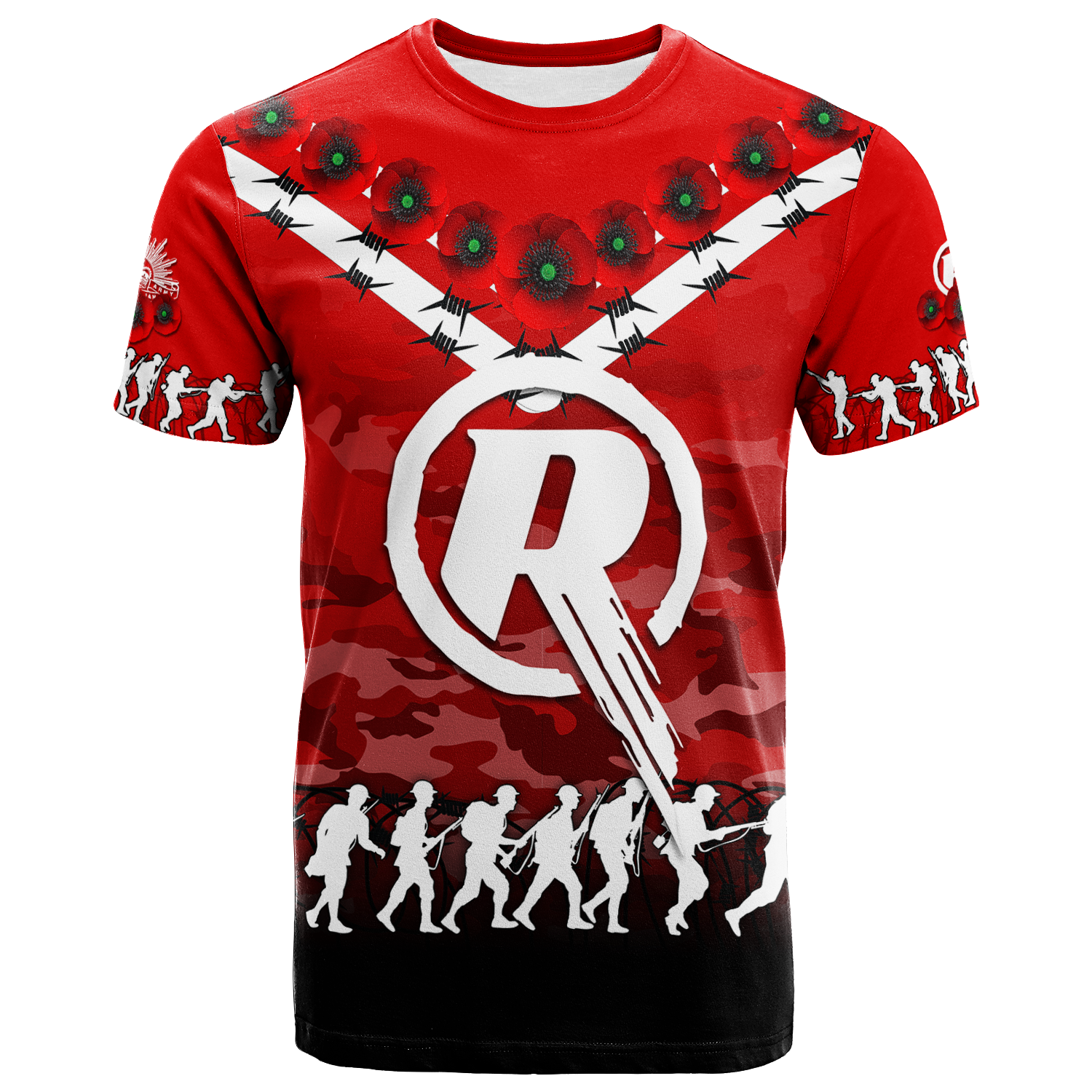 Melbourne Renegades ANZAC 2022 T shirt Camouflage With Poppy - - Vibe Hoodie Shop