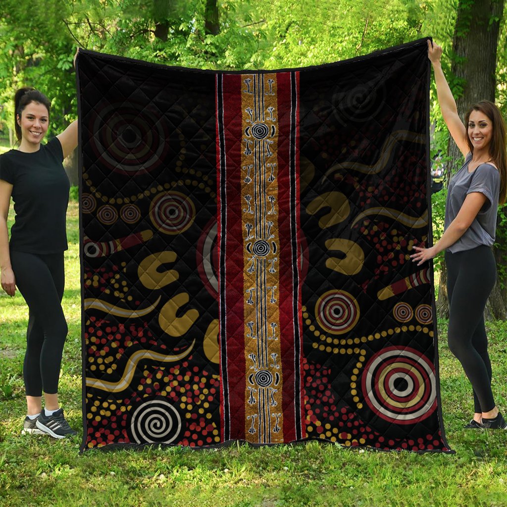 Quilt - Aboriginal Dot Panting Art Stripe Lines - Vibe Hoodie Shop