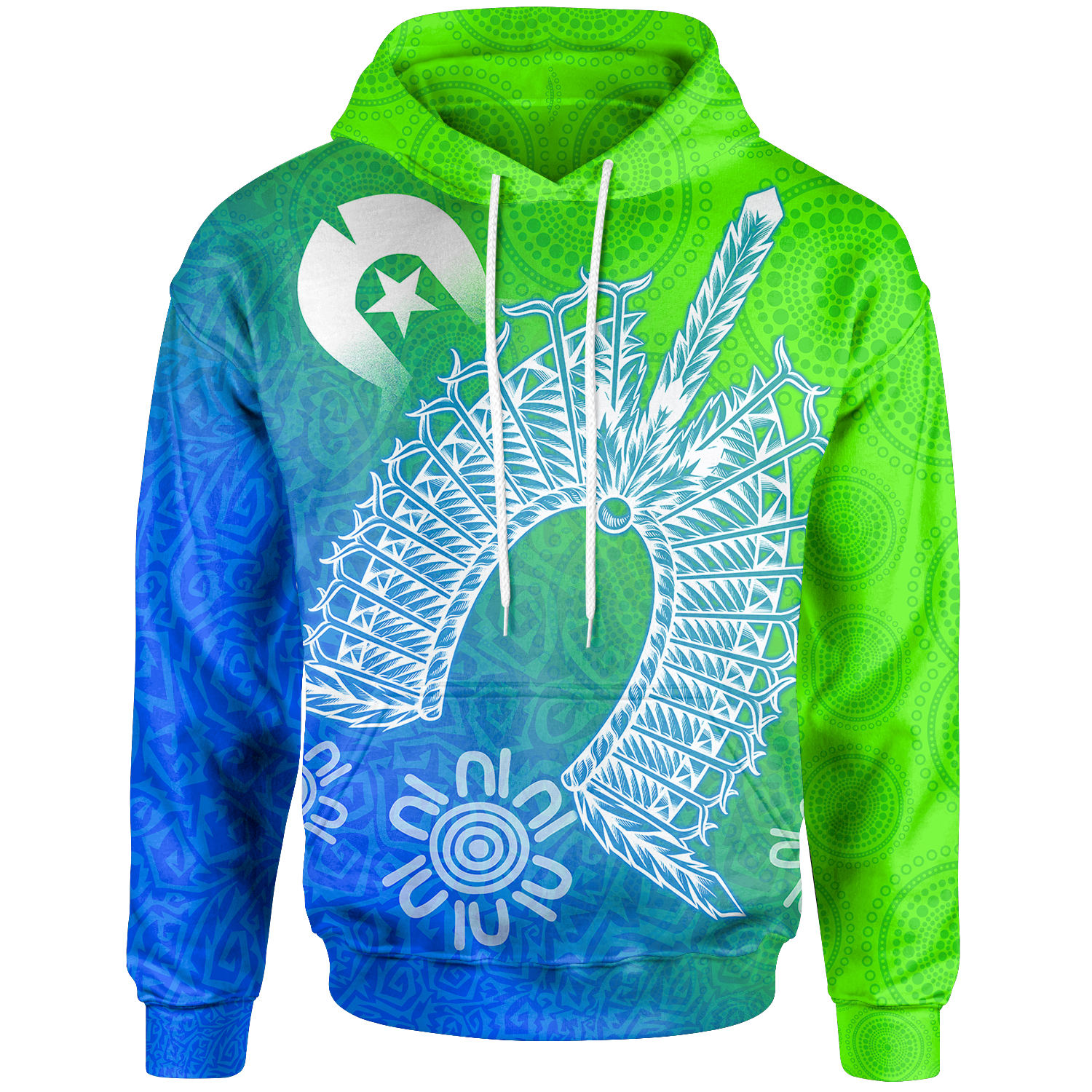 Torres Strait Islanders Hoodie - Dhari Mask Ocean Style - Vibe Hoodie Shop