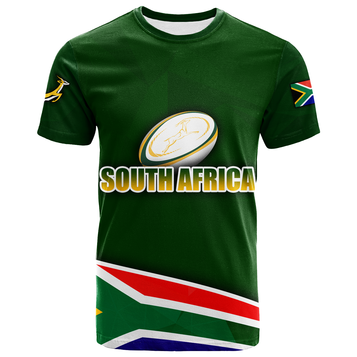 (Custom Personalised)South Africa Springboks Print T Shirt - - Vibe Hoodie Shop