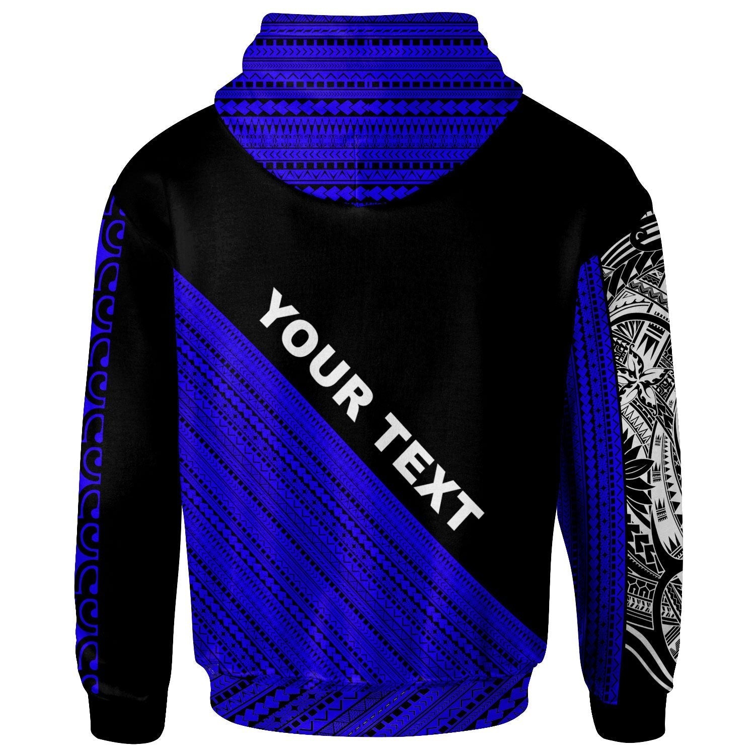 Vanuatu - Custom Personalised Zip Hoodie - Polynesian Diagonal Pattern Dark Blue - Vibe Hoodie Shop