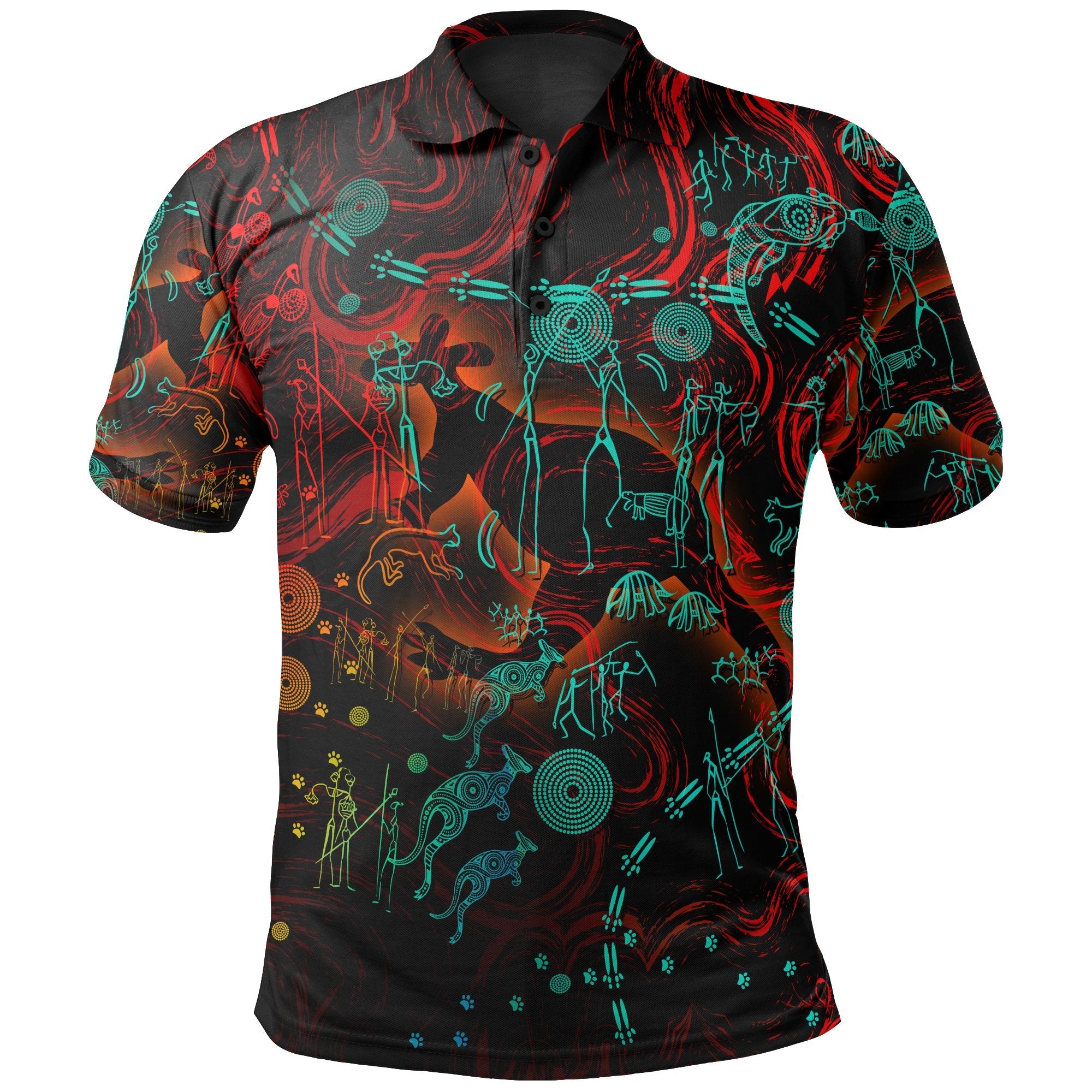 Polo Shirt, Kangaroo Adults Indigenous Art - Vibe Hoodie Shop