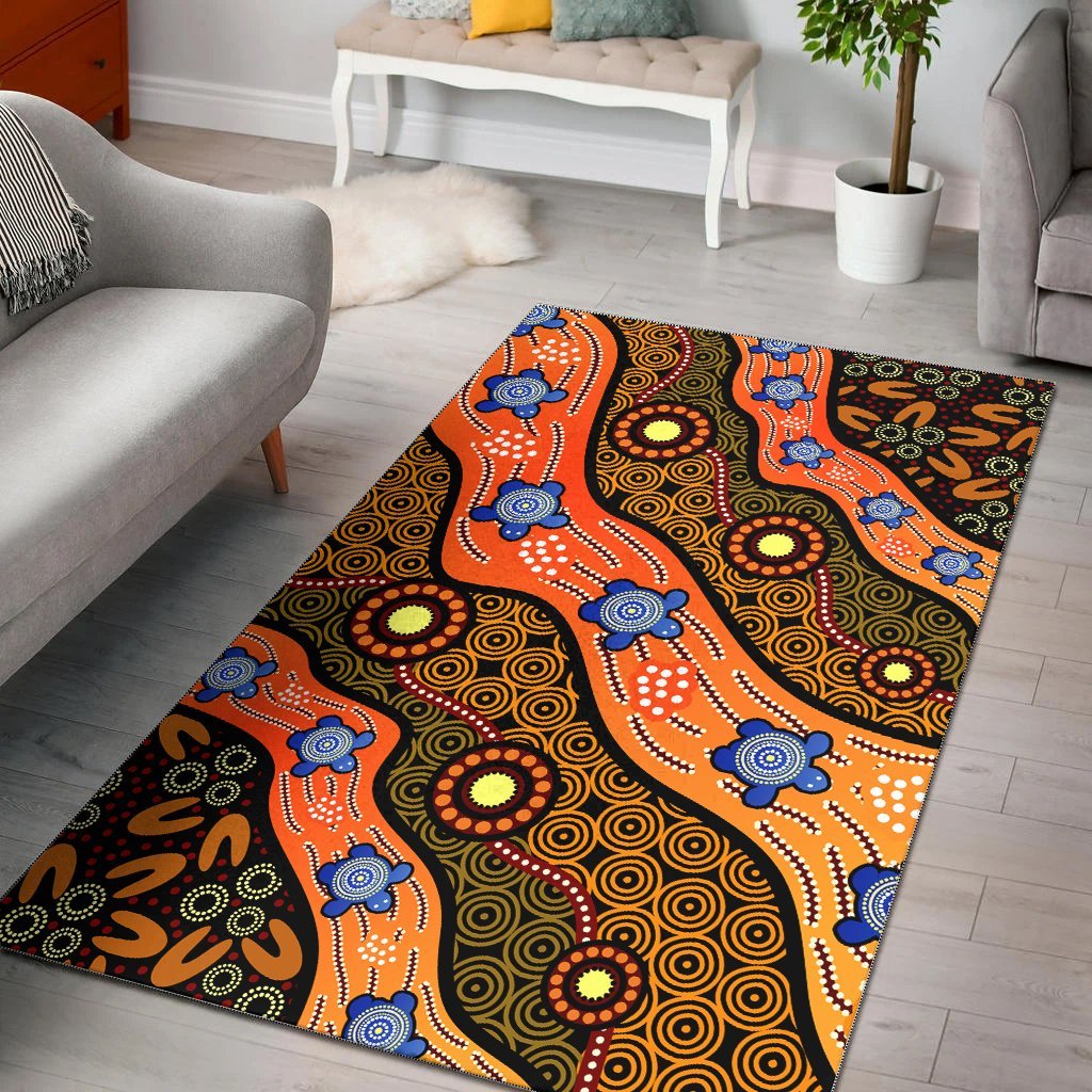 Vibe Hoodie Aboriginal Area Rug - Indigenous dot art Turtle dreaming - RLT20 - Vibe Hoodie Shop