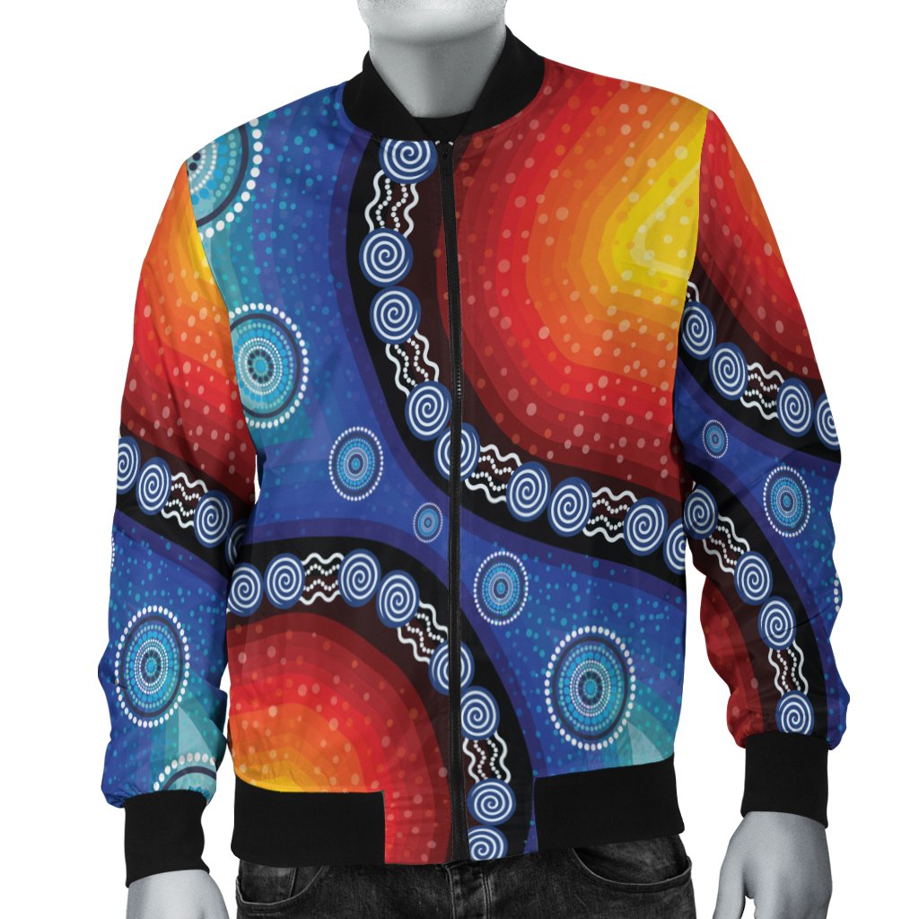 Bomber Jacket - Aboriginal Color Dot Painting - Vibe Hoodie Shop