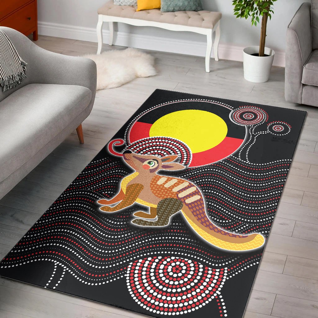 Aboriginal Area Rug - Numbat with Aboriginal Flag - Vibe Hoodie Shop