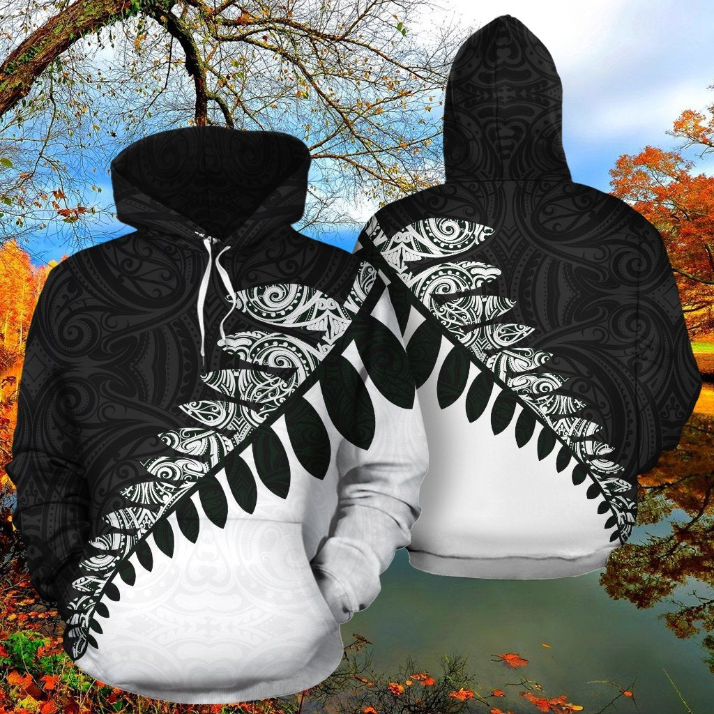 New Zealand Maori Hoodie, Silver Fern Pullover Hoodie - Vibe Hoodie Shop