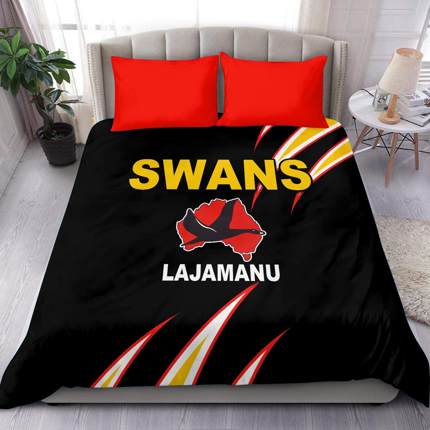 Northern Warlpiri Swans Lajamanu Football Black Bedding Set - LT20 - Vibe Hoodie Shop