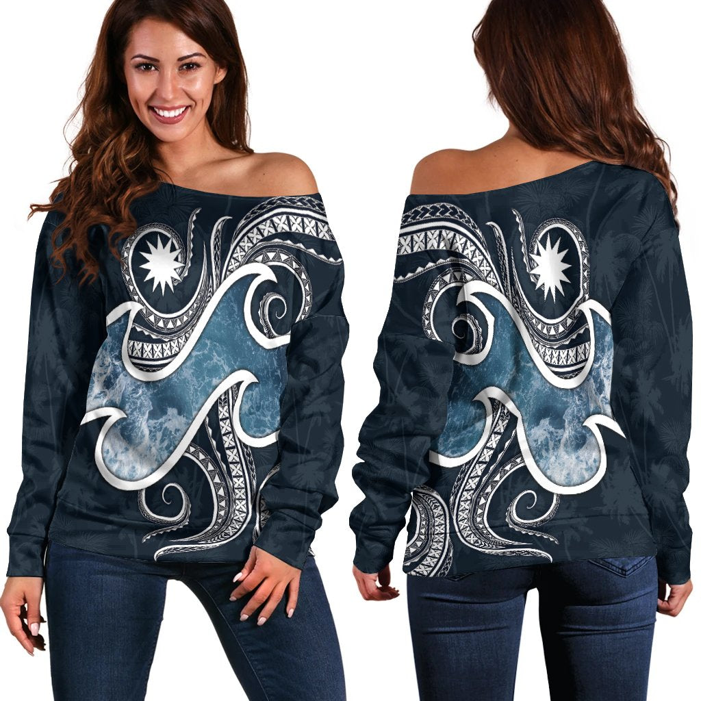 Nauru Polynesian Off Shoulder Sweater - Ocean Style - Vibe Hoodie Shop