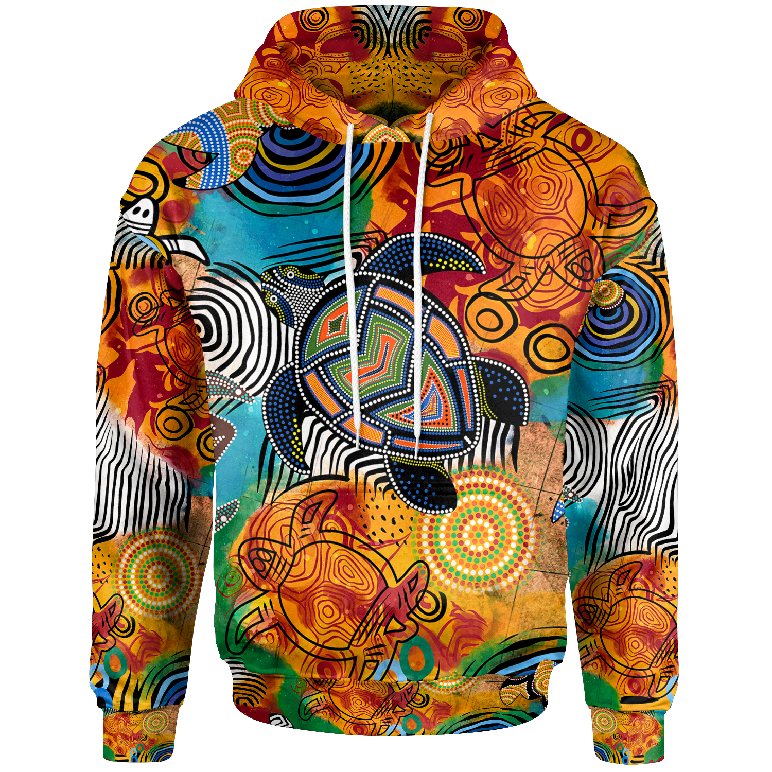 Aboriginal Hoodie - Turtle Indigenous Art - Vibe Hoodie Shop