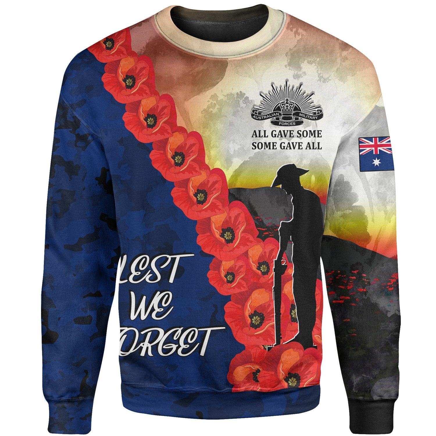 ANZAC Lest We Forget Sweatshirts - All Gave Some, Some Gave All - - Vibe Hoodie Shop