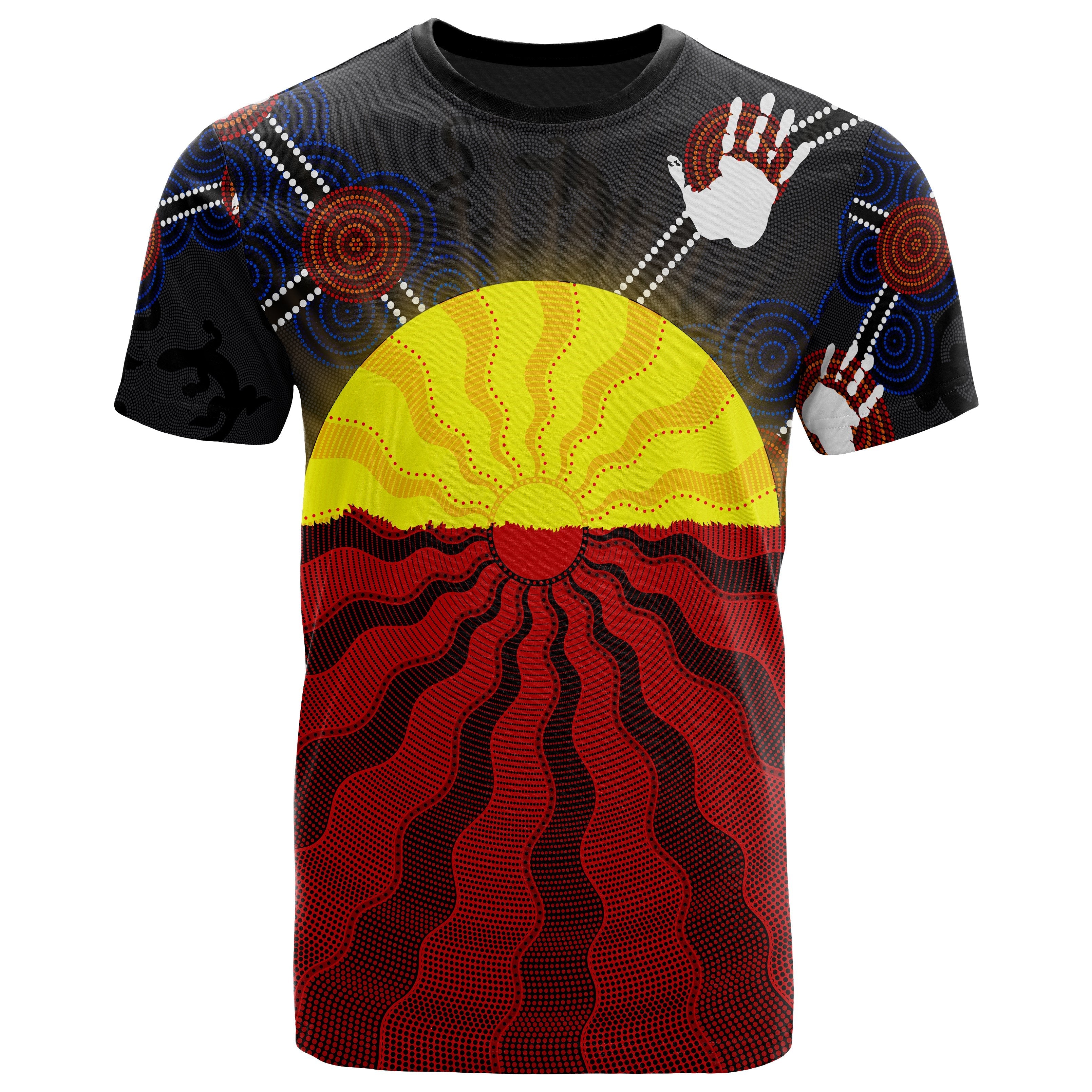 Aboriginal T shirts, Aboriginal Lives Matter Flag Sun Dot Painting - Vibe Hoodie Shop