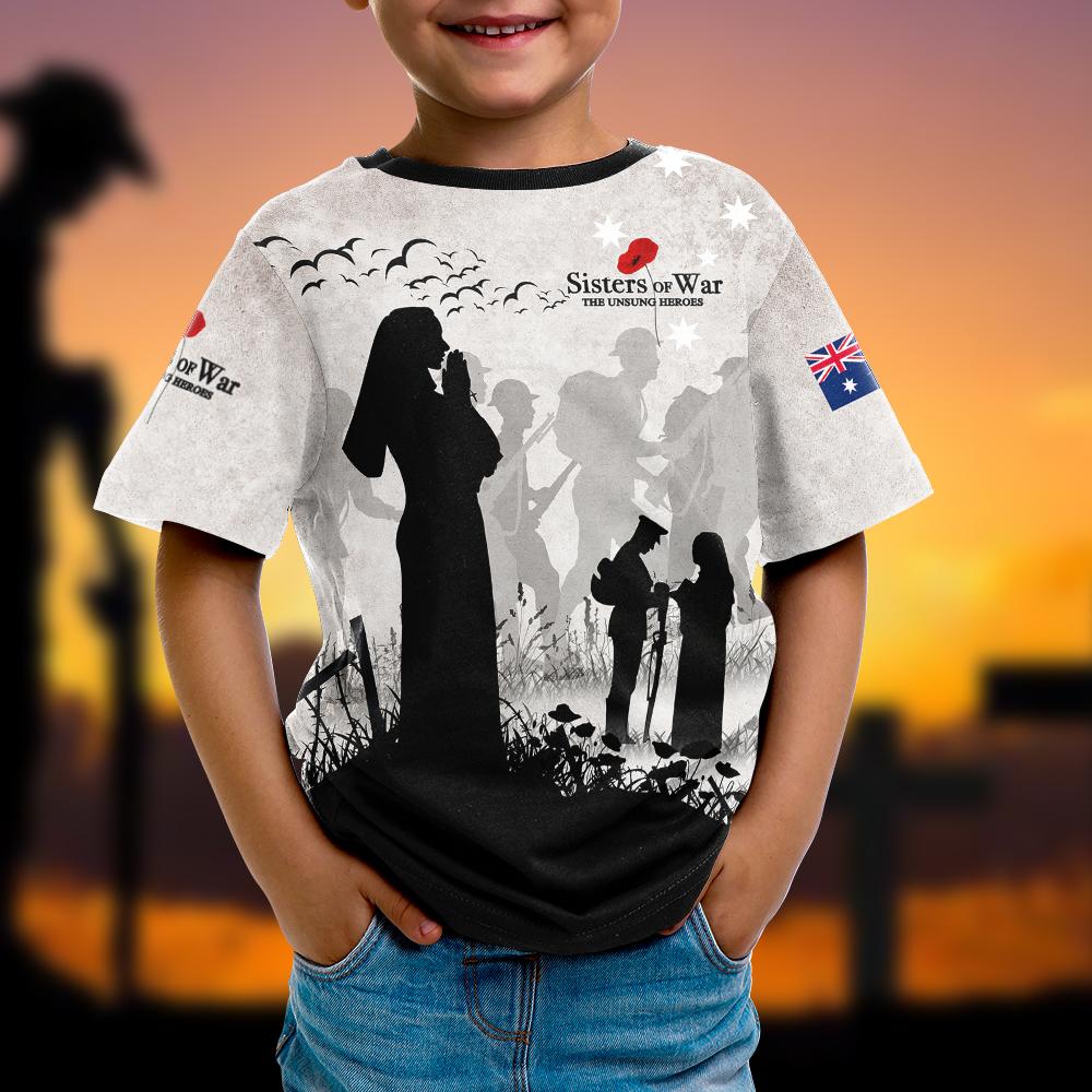 ANZAC Day T shirt Kids - Sisters Of War - Vibe Hoodie Shop