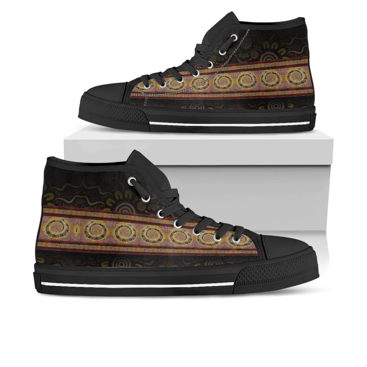 aboriginal-high-top-snake-dot-panting-art