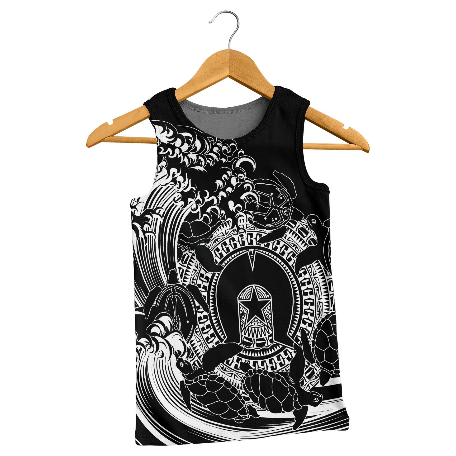 Aboriginal Men's Tank Top, Torres Strait Islands in Wave (Black) - Vibe Hoodie Shop