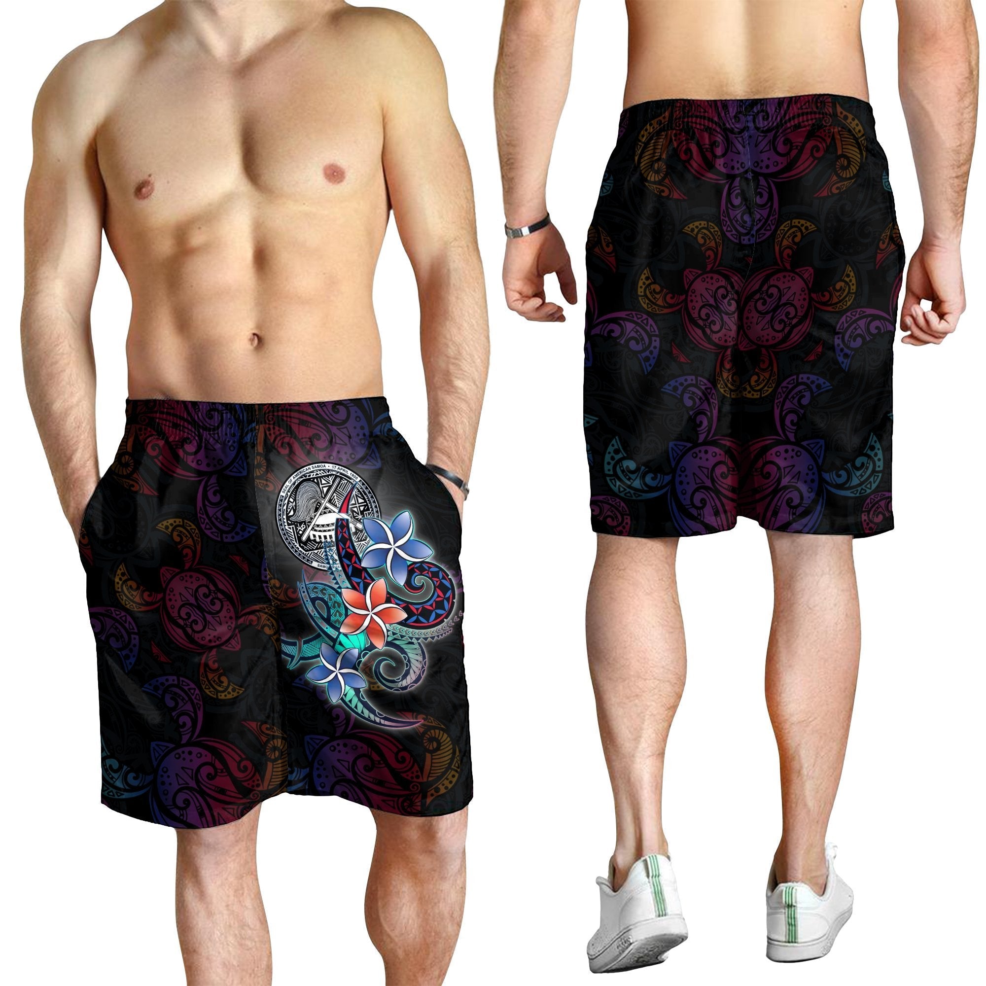 American Samoa Men's Shorts - Plumeria Flowers Style - Vibe Hoodie Shop