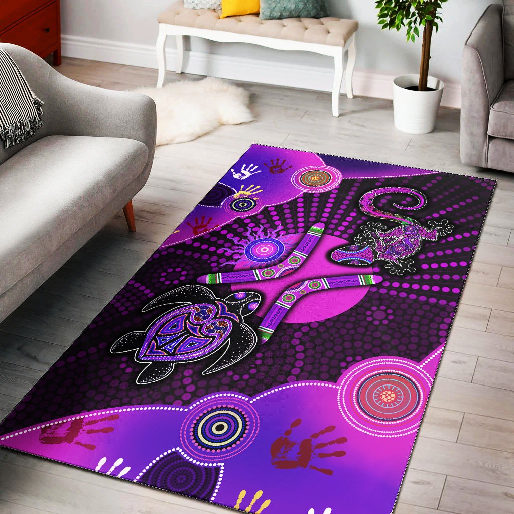 Aboriginal NAIDOC Week 2023 Purple Turtle Lizard Sun Area Rug - RLT20 - Vibe Hoodie Shop