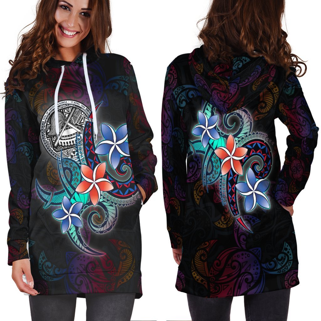 American Samoa Hoodie Dress - Plumeria Flowers Style - Vibe Hoodie Shop