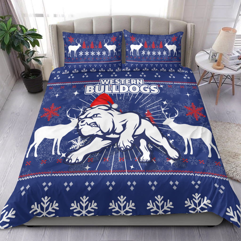 Western Bulldogs Bedding Set - Christmas Ugly Style - - Vibe Hoodie Shop