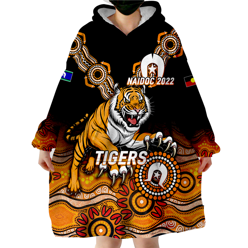 Tigers Rugby NAIDOC 2022 Aboriginal Wearable Blanket Hoodie - - Vibe Hoodie Shop