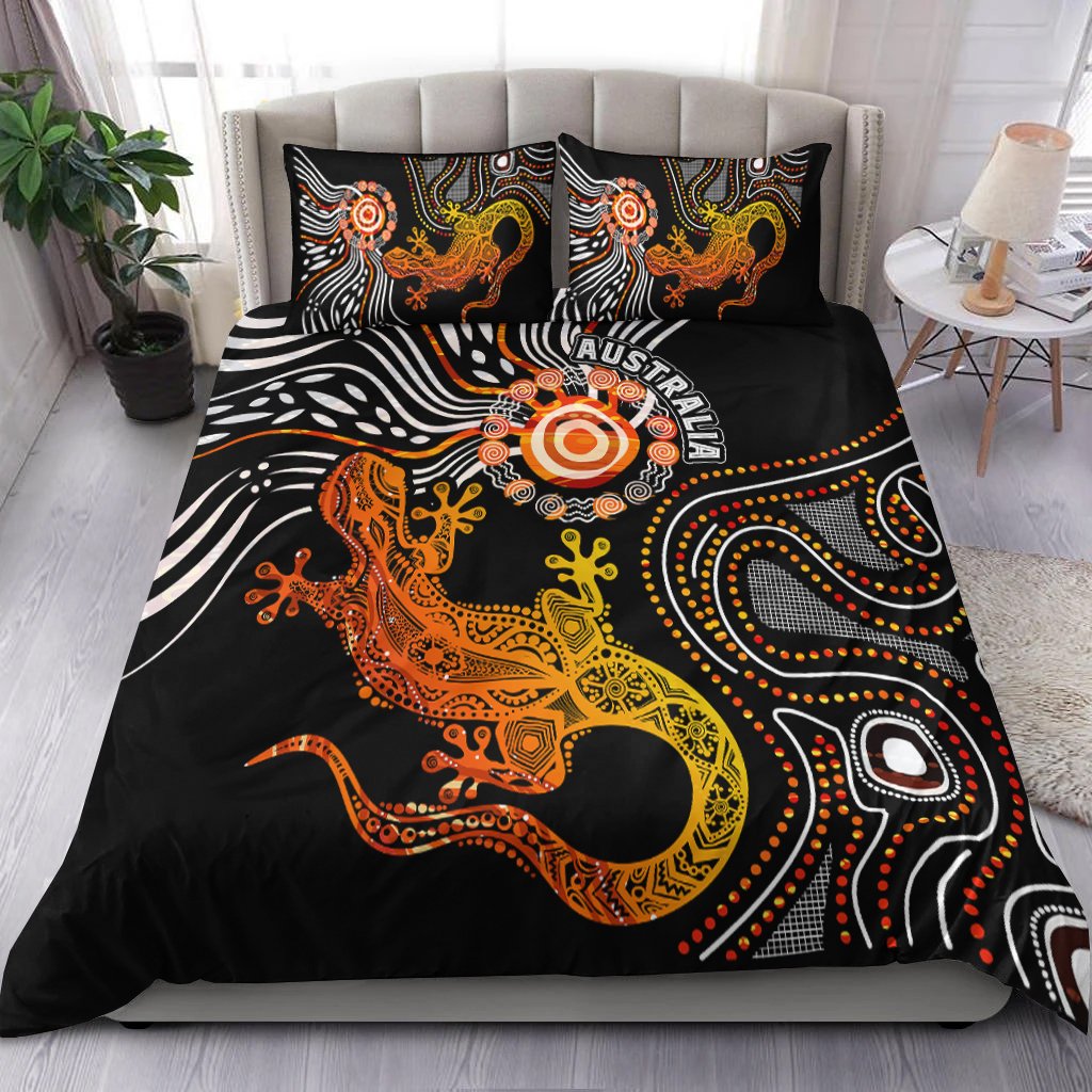 Aboriginal Bedding Set - Lizard Sunshine - Vibe Hoodie Shop