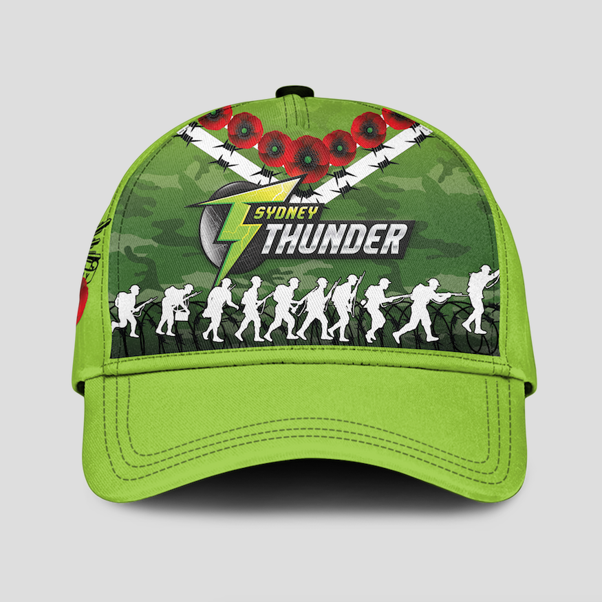 Sydney Thunder ANZAC 2022 Caps Camouflage With Poppy - - Vibe Hoodie Shop