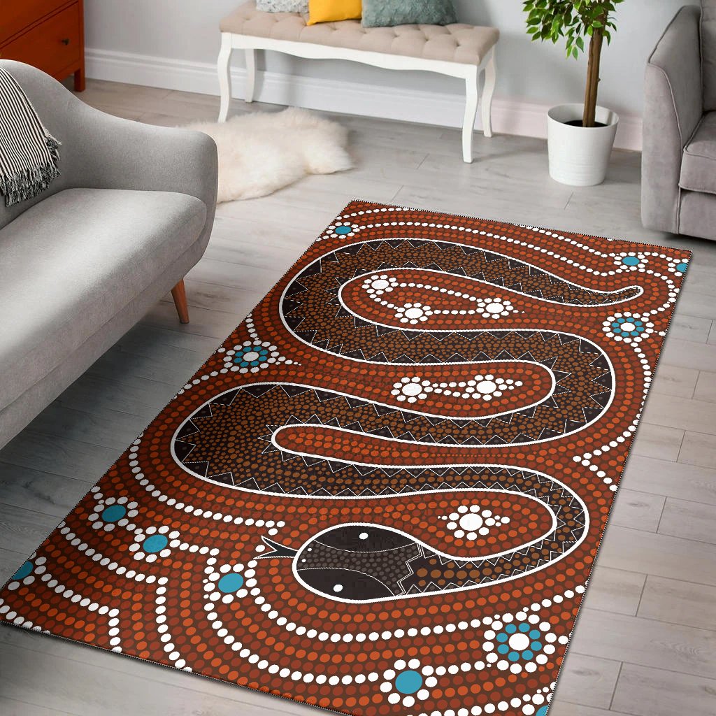 Aboriginal Area Rug - Dreamtime Snake Aboriginal Style - Vibe Hoodie Shop