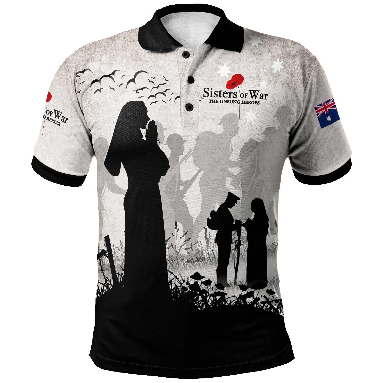 ANZAC Day Polo Shirt - Sisters Of War - Vibe Hoodie Shop