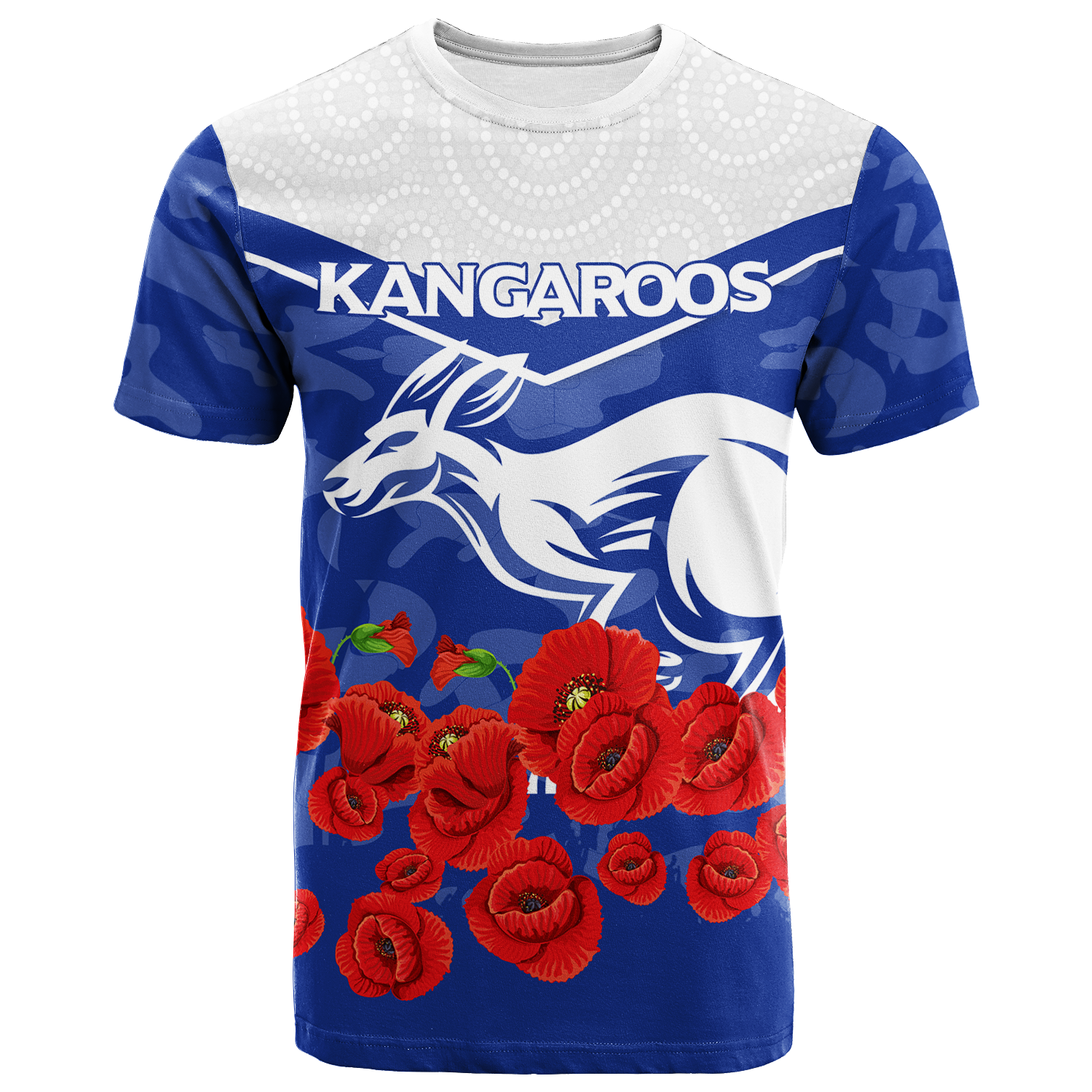 Kangaroos ANZAC Day Indigenous Art T shirt - - Vibe Hoodie Shop