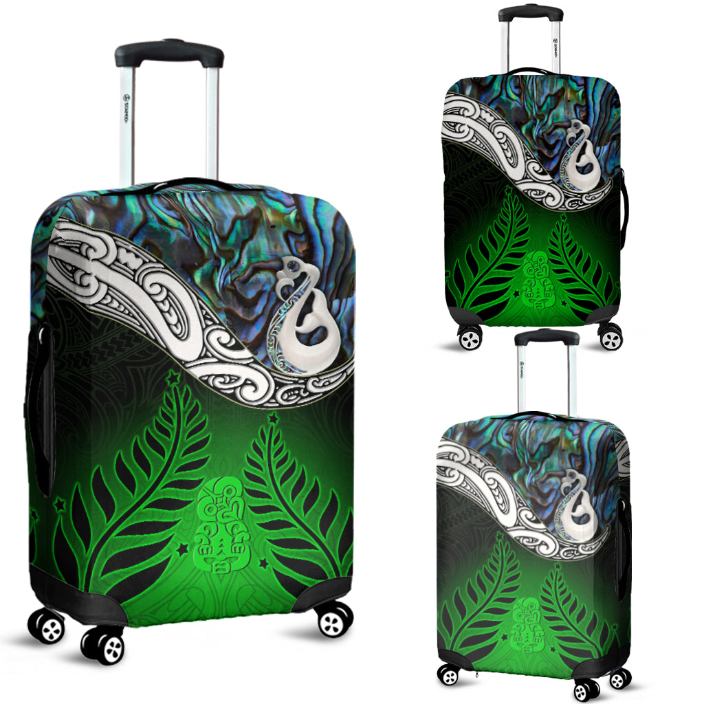 New Zealand Maori Luggage Covers - Manaia Paua Shell Glitter Green LT4 - Vibe Hoodie Shop