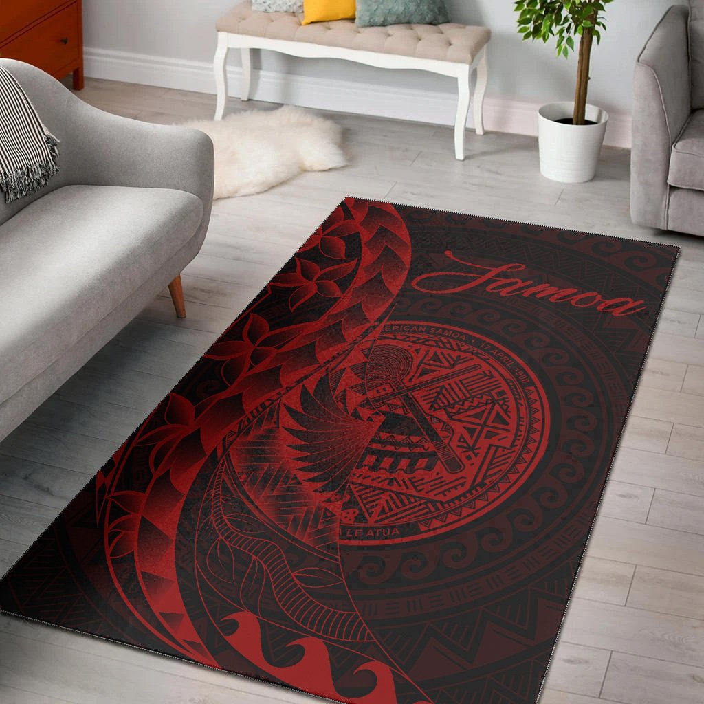 American Samoa Area Rug - Polynesian Pattern Style Red Color - Vibe Hoodie Shop