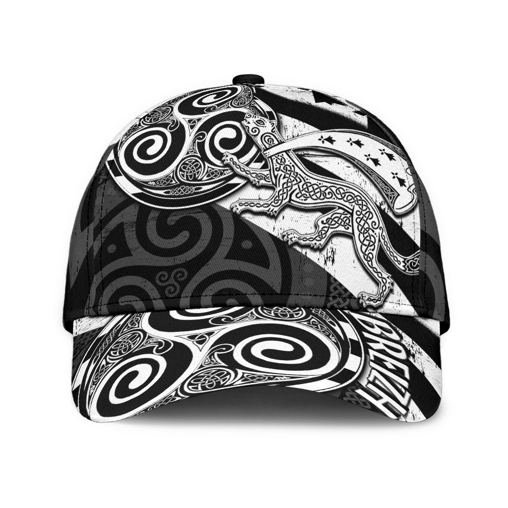 Celtic Bretagne Classic Caps Hat - Brittany Ermine With Celtic Triskelion - Vibe Hoodie Shop