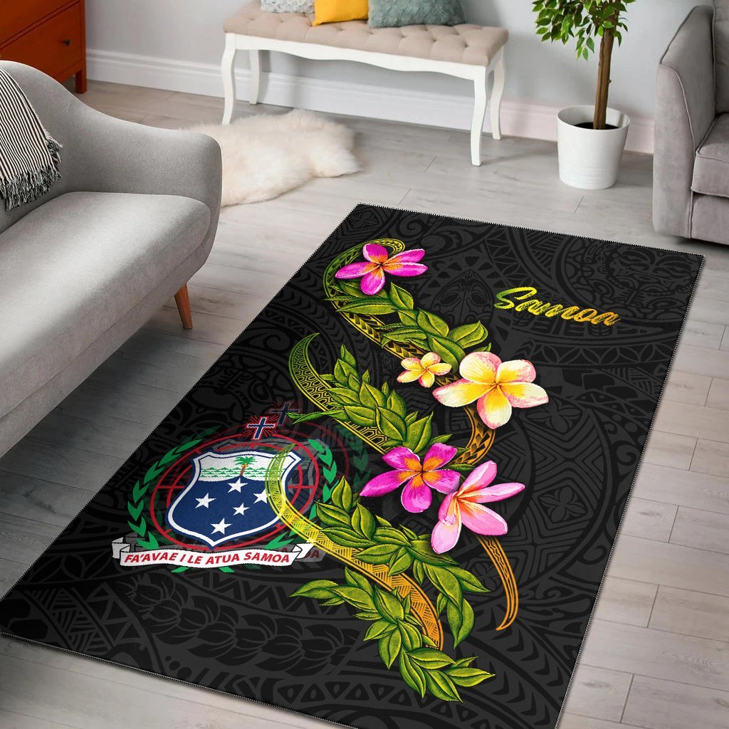 Samoa Polynesian Area Rug - Plumeria Tribal - Vibe Hoodie Shop