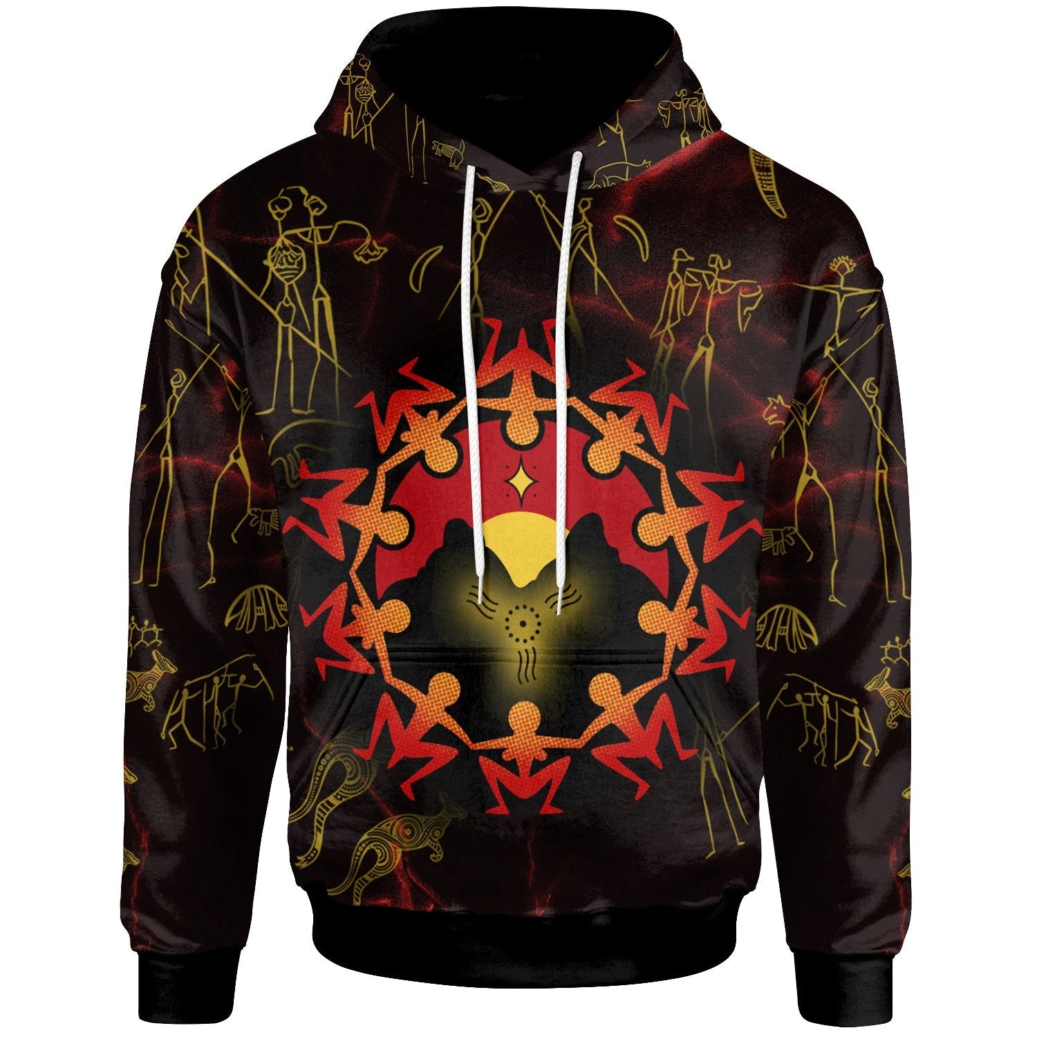 Aboriginal Hoodie - Australia Map and Indigenous Flag - Vibe Hoodie Shop