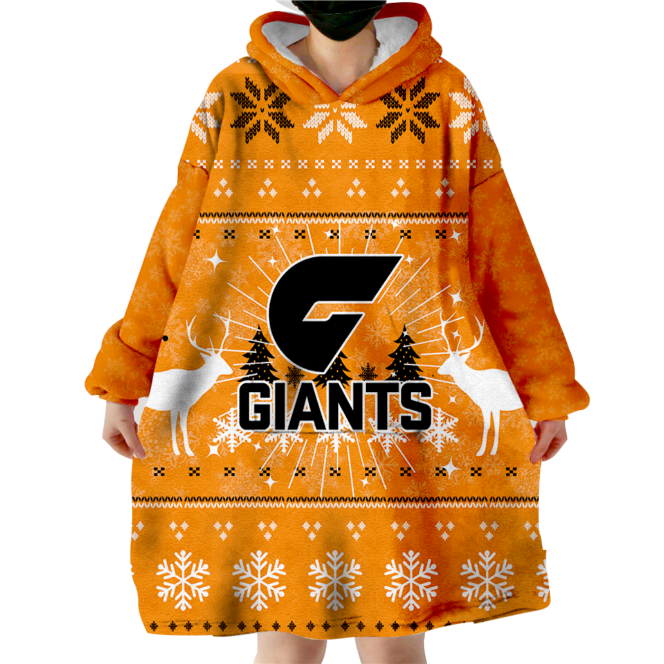 GWS Giants Wearable Blanket Hoodie - Christmas Ugly Style - - Vibe Hoodie Shop