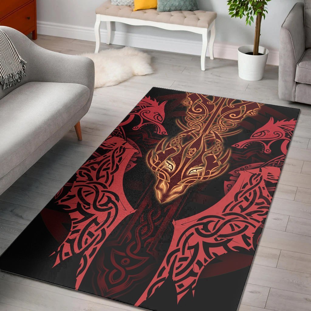 Celtic Dragon Area Rug - Dragon Sword, Cross Patterns - Vibe Hoodie Shop