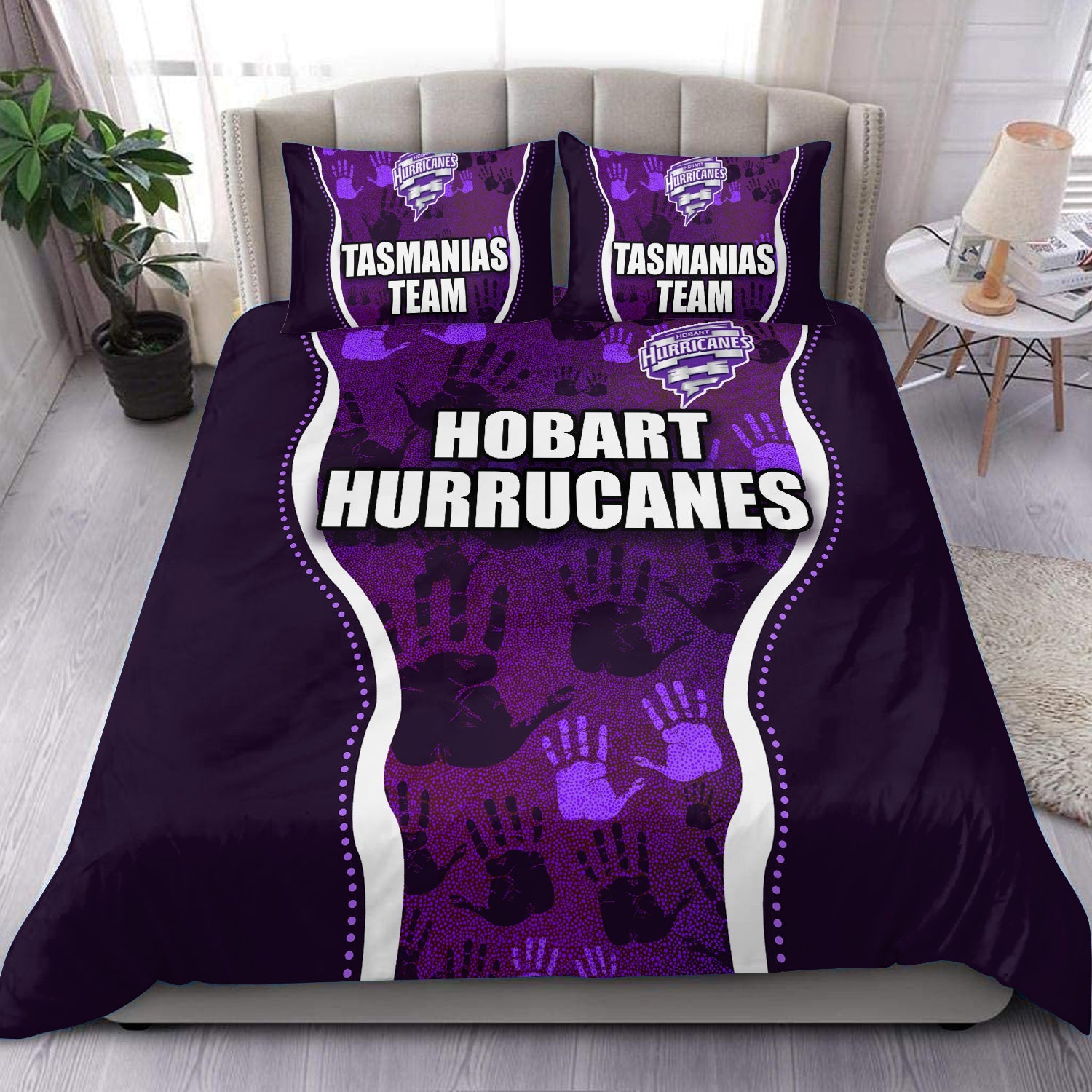 Hobart Hurricanes Aboriginal Hand Art Cricket Bedding Set - LT20 - Vibe Hoodie Shop