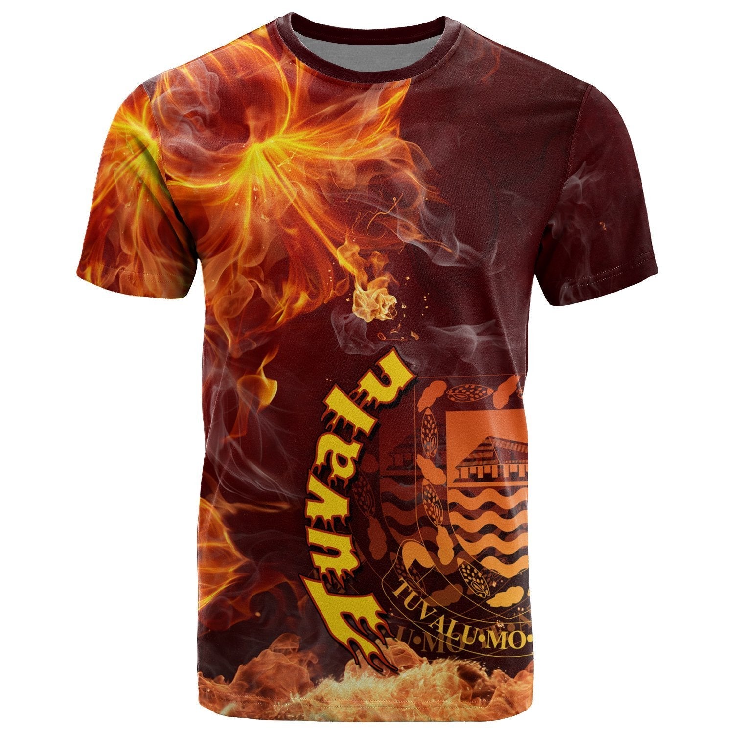 Tuvalu Polynesian T - Shirt - Fire Hibiscus - Vibe Hoodie Shop