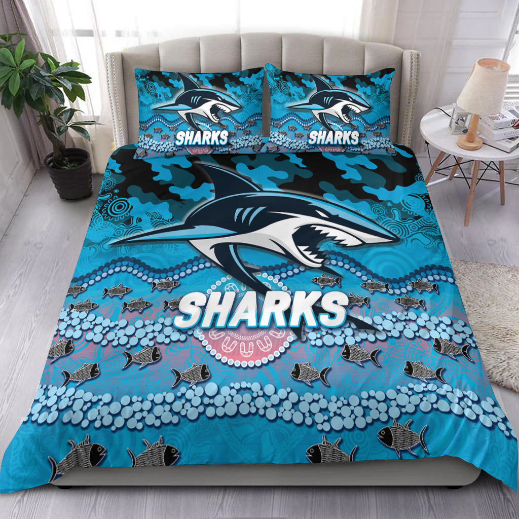 Sharks Rugby ANZAC Day Camouflage Indigenous Art Bedding Set - - Vibe Hoodie Shop