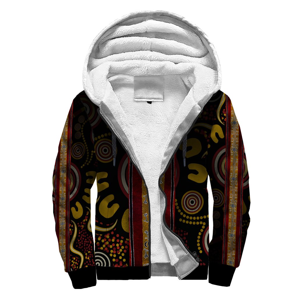 Sherpa Hoodie - Aboriginal Dot Panting Art Stripe Lines - Vibe Hoodie Shop