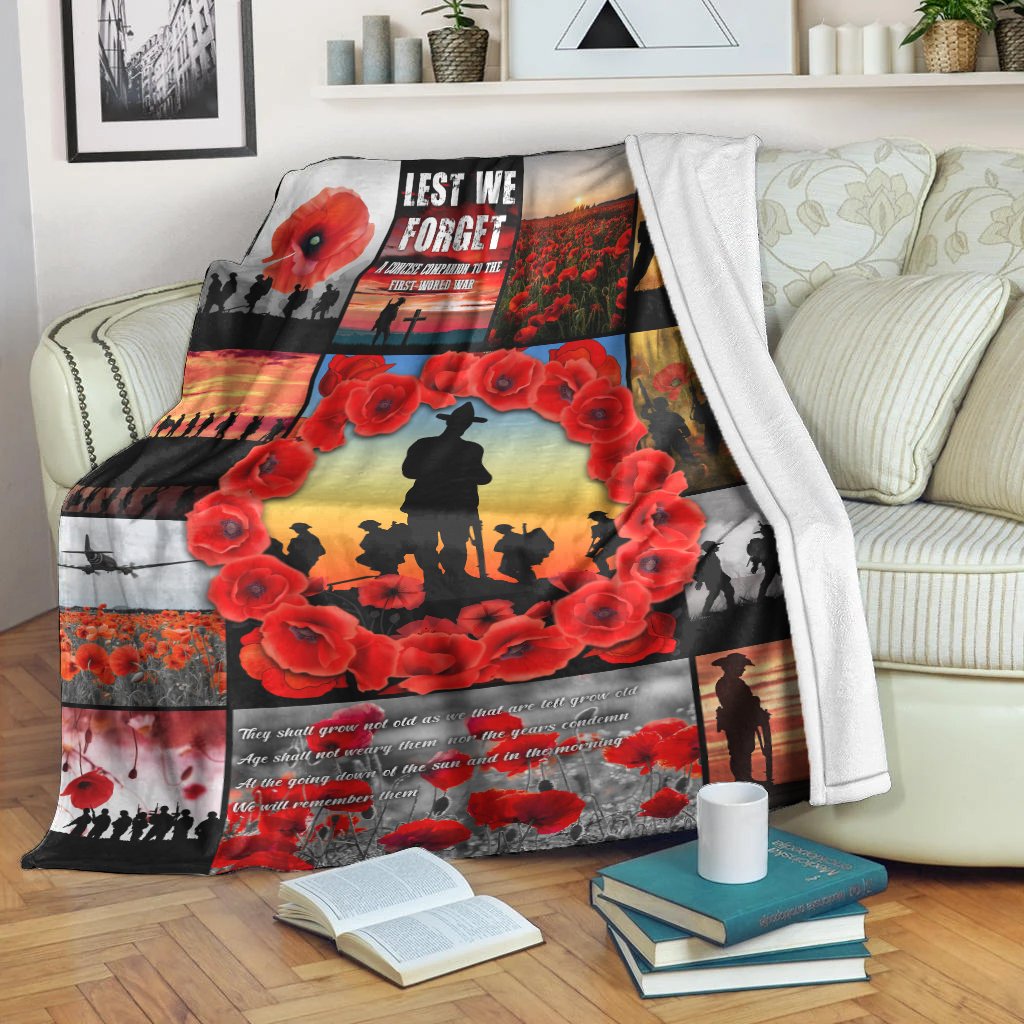 ANZAC Premium Blanket - Always Remember Australia's Soldiers - Vibe Hoodie Shop