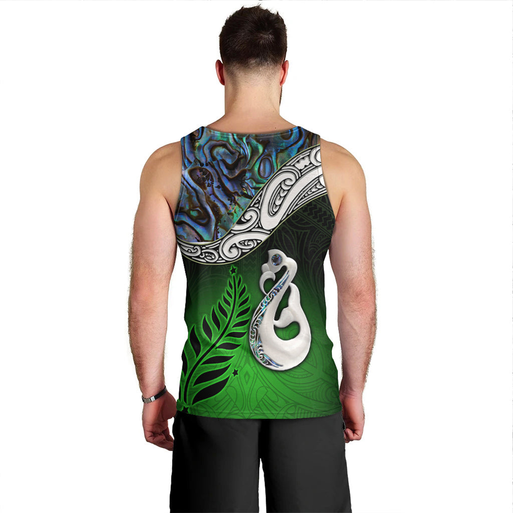 New Zealand Maori Men Tank Top - Manaia Paua Shell Glitter Green LT4 - Vibe Hoodie Shop