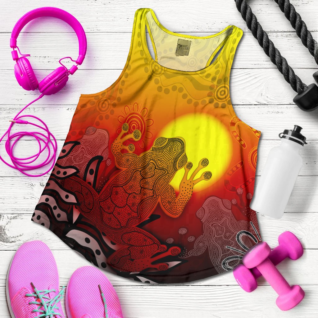 Aboriginal Women's Racerback Tank - Indigenous Frog (Red) - Vibe Hoodie Shop