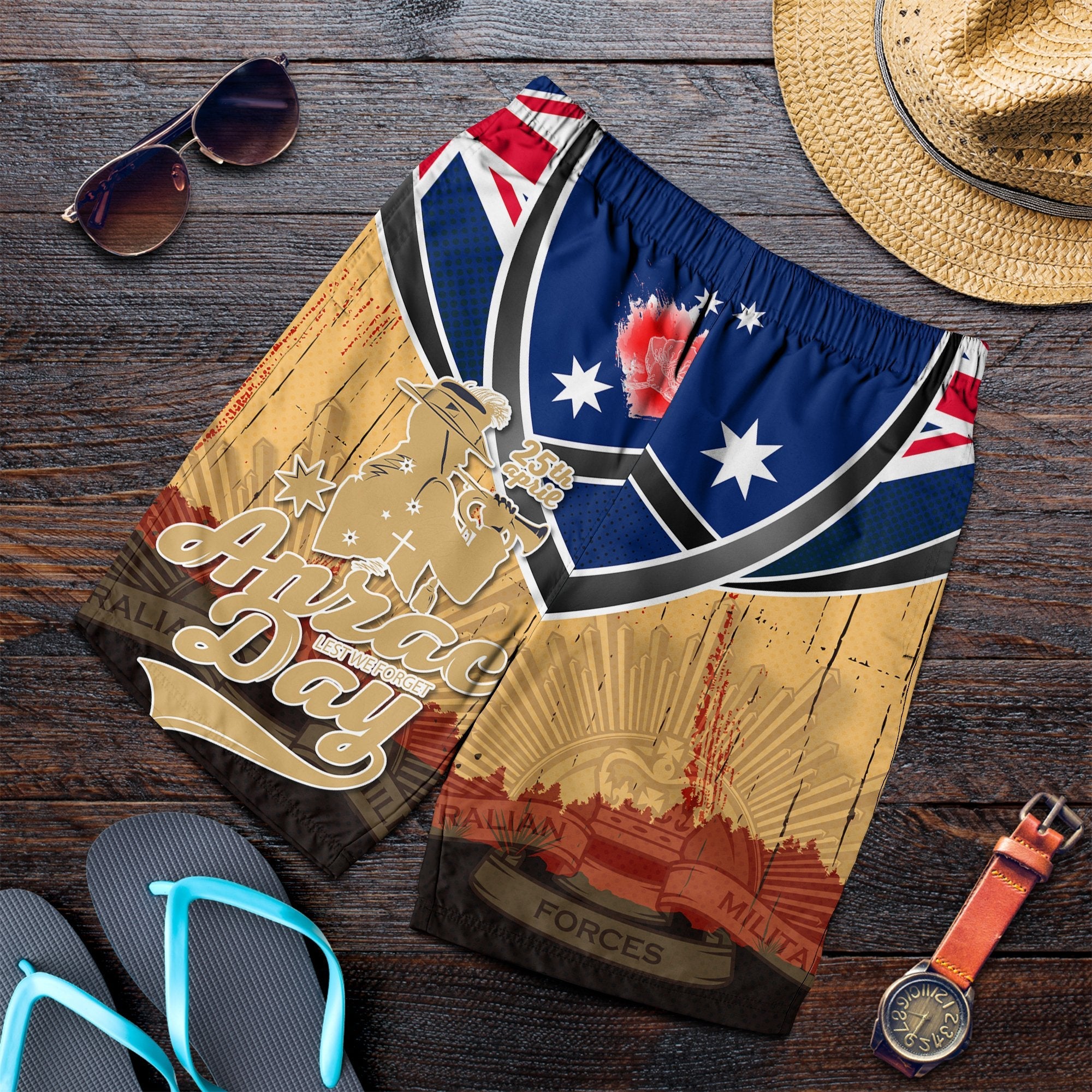 Men Shorts - ANZAC Lest We Forget - Vibe Hoodie Shop