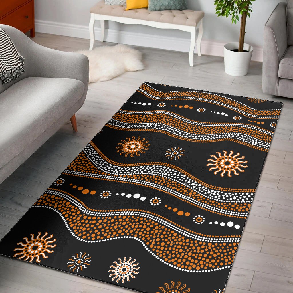 Aboriginal Area Rug - Aboriginal Pattern Black Style - Vibe Hoodie Shop