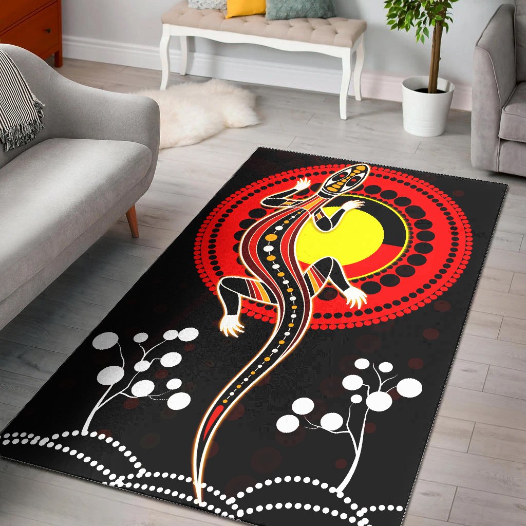 Aboriginal Area Rug - Lizard and Aboriginal Flag - Vibe Hoodie Shop