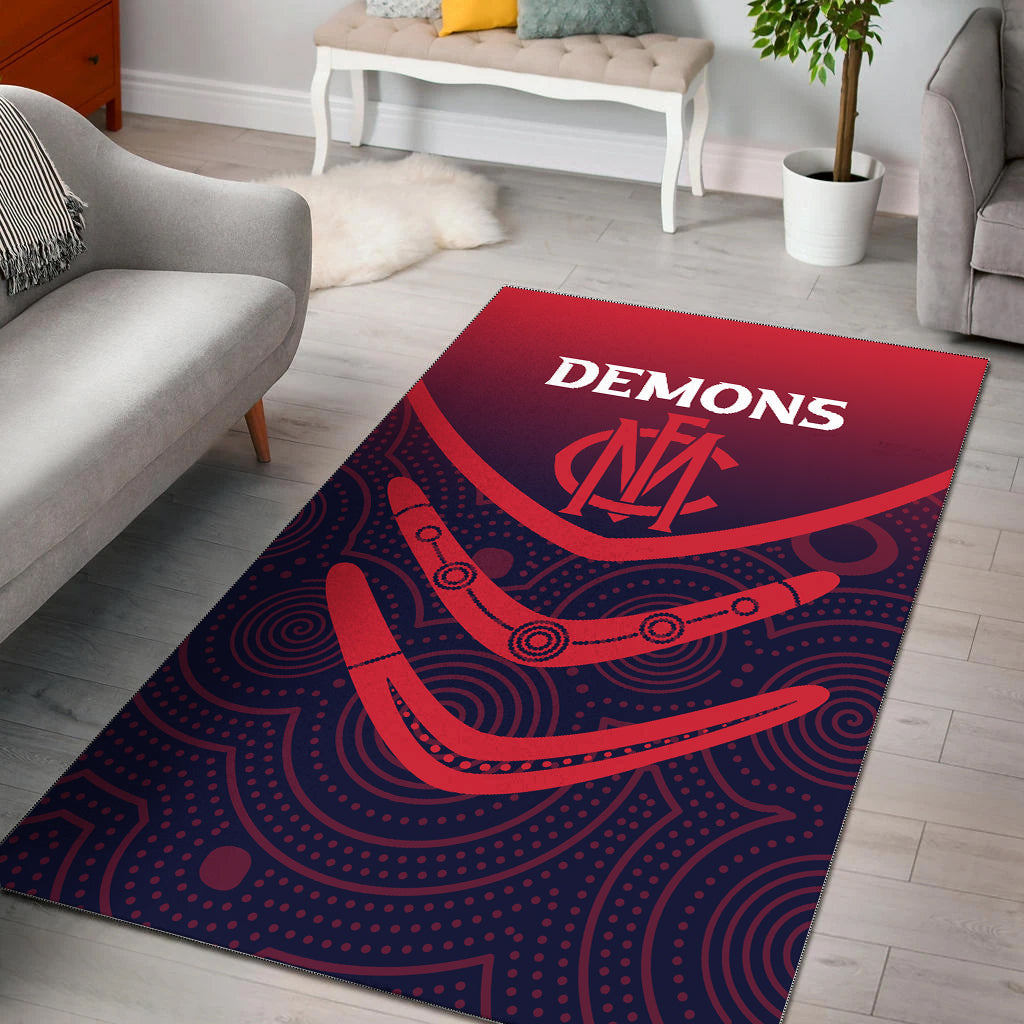 Melbourne Demons Area Rug - Aboriginal Dot Painting - - Vibe Hoodie Shop