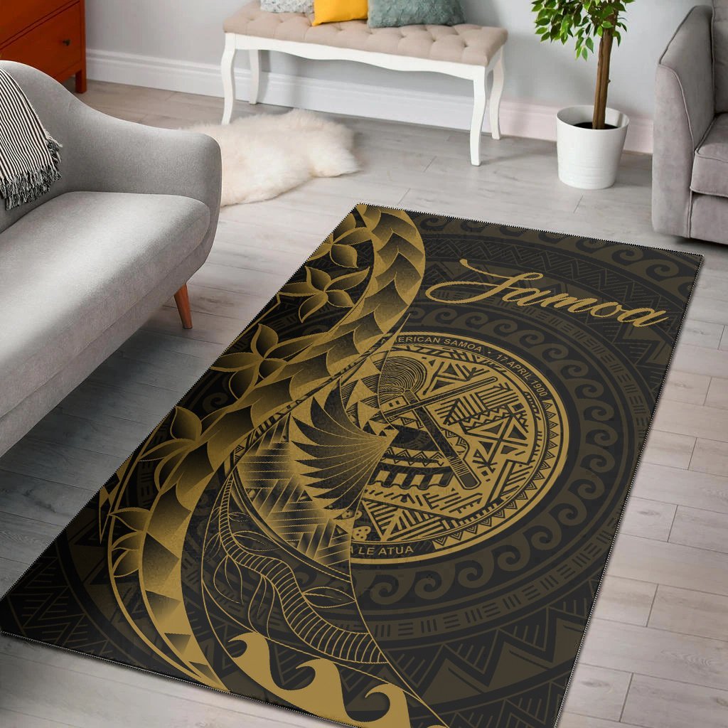 American Samoa Area Rug - Polynesian Pattern Style Gold Color - Vibe Hoodie Shop